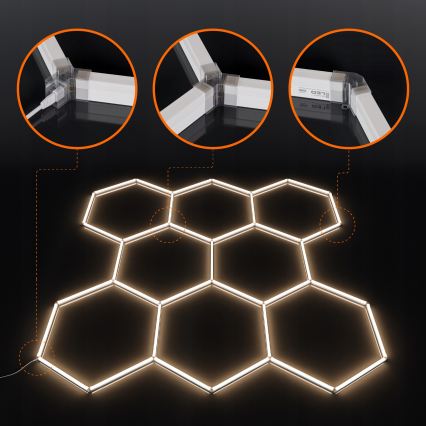 LED griestu gaismeklis HEXAGON LED/350W/85-265V 4000K 313x298 cm CRI 90 IP44 balts