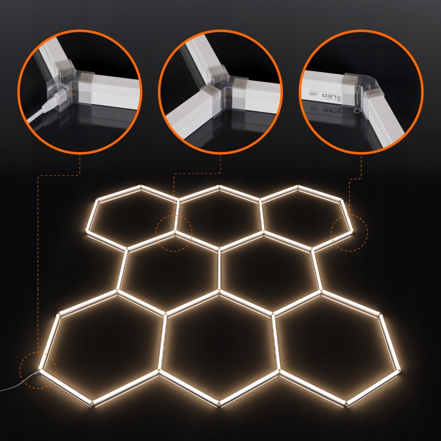 LED griestu gaismeklis HEXAGON LED/350W/85-265V 4000K 313x298 cm CRI 90 IP44 balts