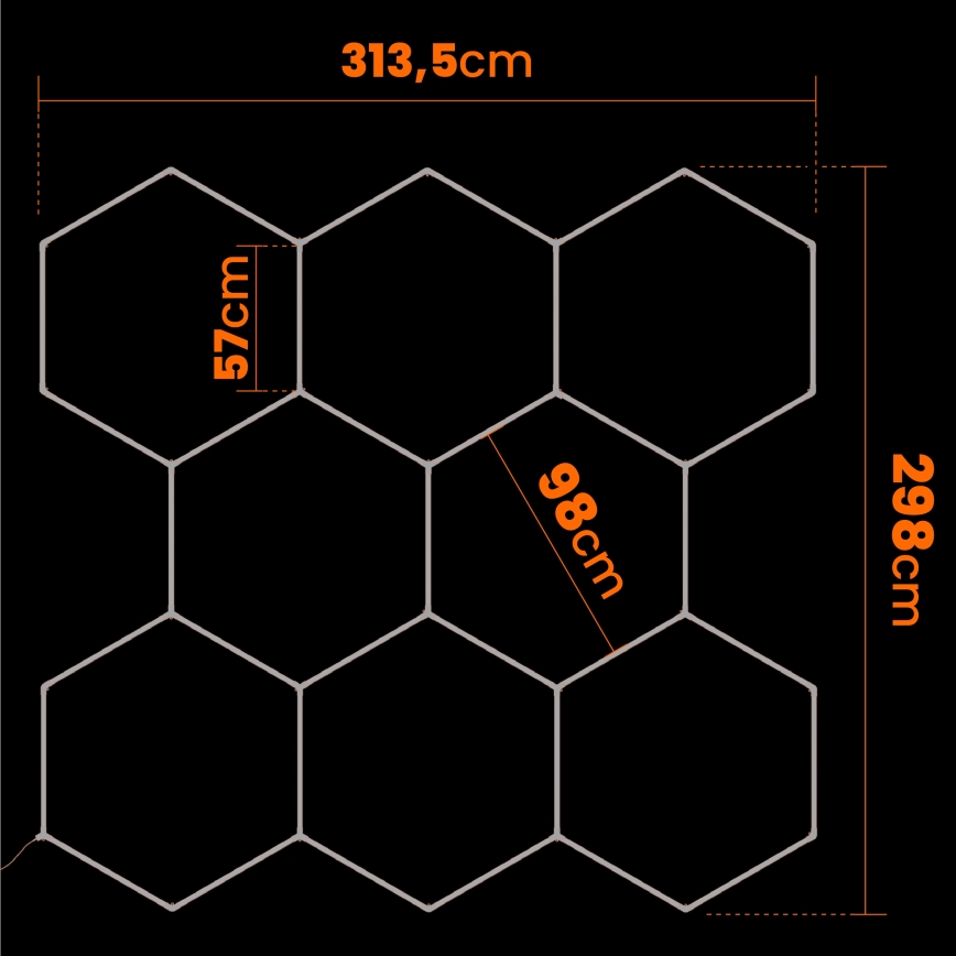 LED griestu gaismeklis HEXAGON LED/350W/85-265V 4000K 313x298 cm CRI 90 IP44 balts