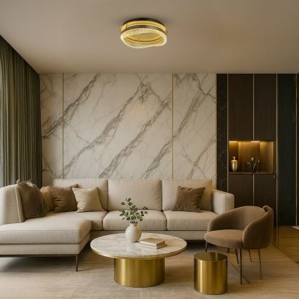 LED griestu gaismeklis LED/36W/230V Ø 43 cm zelta krāsā