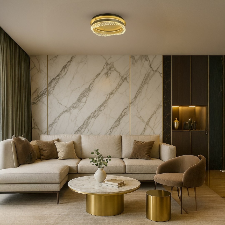 LED griestu gaismeklis LED/36W/230V Ø 43 cm zelta krāsā