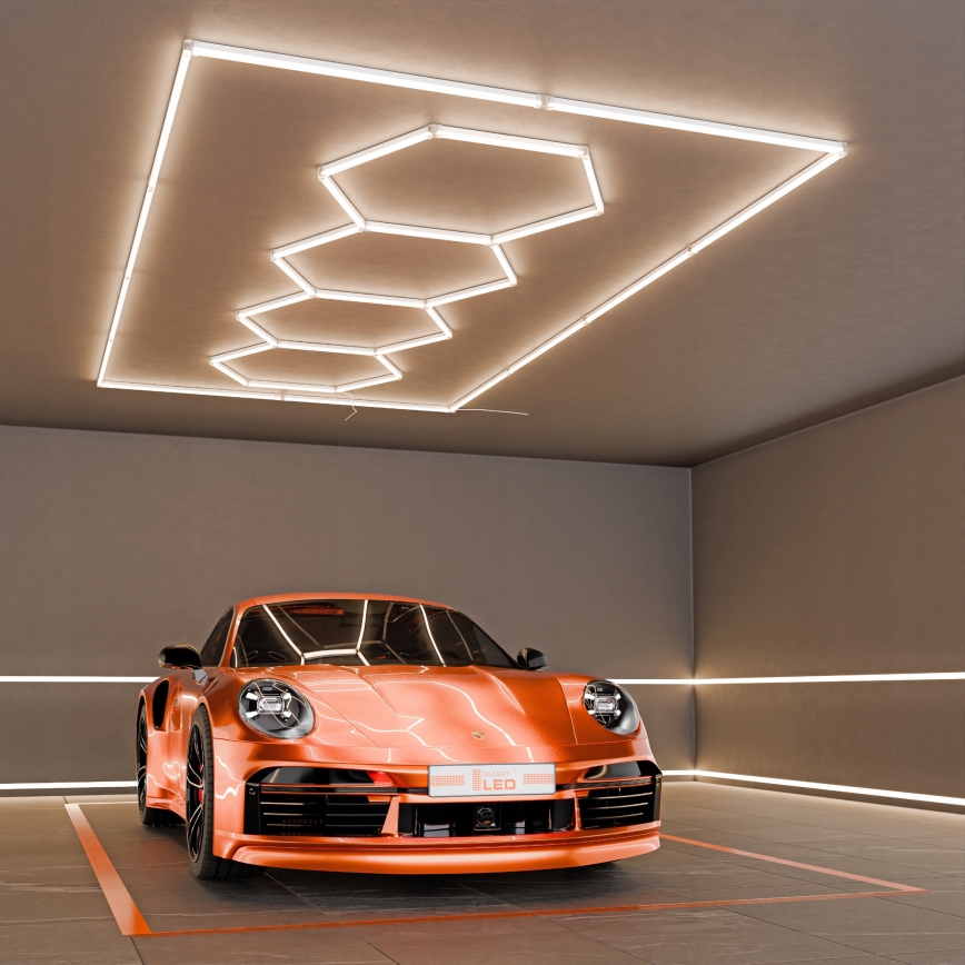 LED griestu gaismeklis HEXAGON LED/384W/85-265V 4000K 484x243 cm CRI 90 IP54 balts