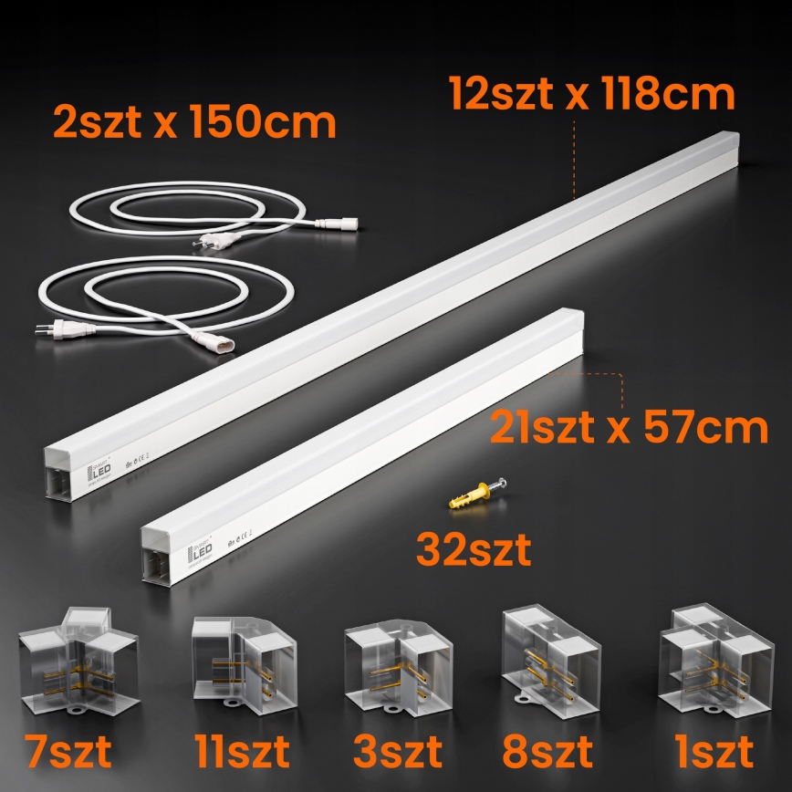 LED griestu gaismeklis HEXAGON LED/384W/85-265V 4000K 484x243 cm CRI 90 IP54 balts