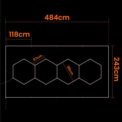 LED griestu gaismeklis HEXAGON LED/384W/85-265V 4000K 484x243 cm CRI 90 IP54 balts
