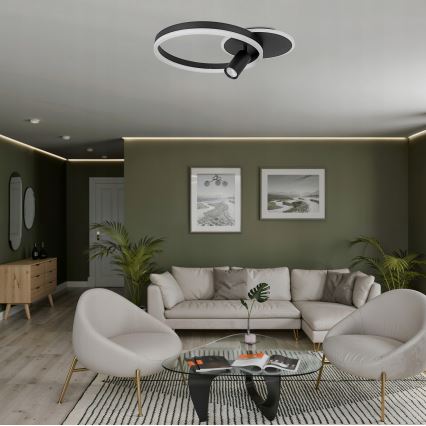 LED griestu gaismeklis LED/38W/230V + 1xGU10/30W melns