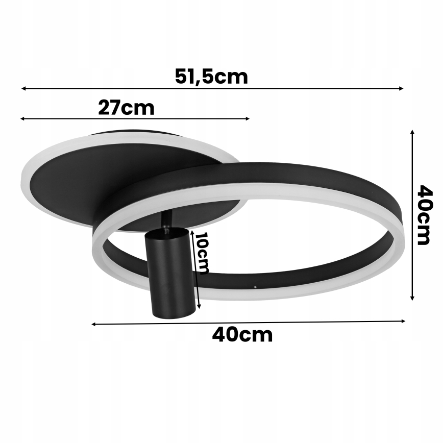 LED griestu gaismeklis LED/38W/230V + 1xGU10/30W melns