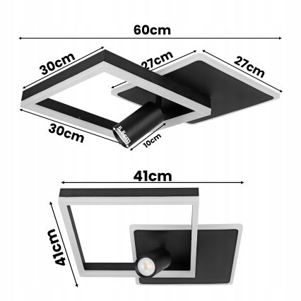 LED griestu gaismeklis LED/38W/230V + 1xGU10/30W melns