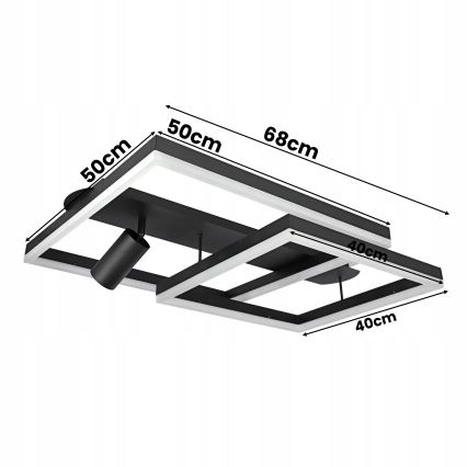 LED griestu gaismeklis LED/38W/230V + 1xGU10/30W melns