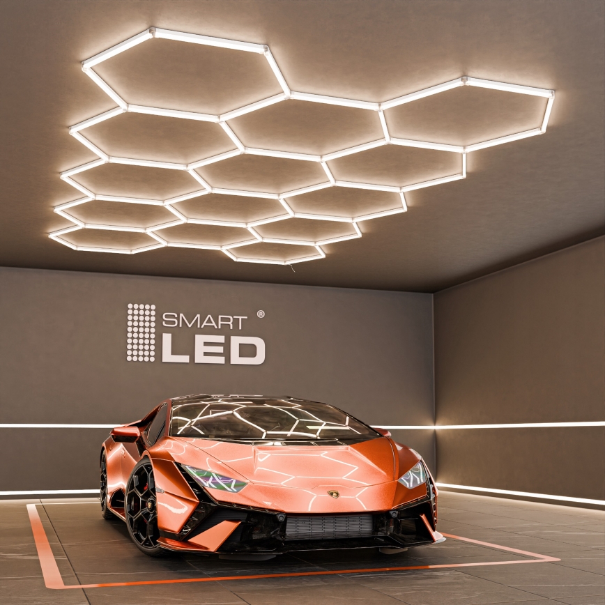 LED griestu gaismeklis HEXAGON LED/570W/85-265V 4000K 522x298 cm CRI 90 IP44 balts