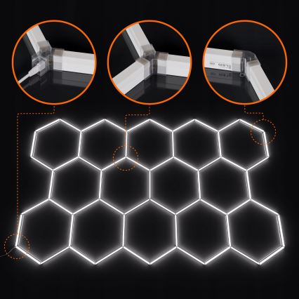 LED griestu gaismeklis HEXAGON LED/570W/85-265V 4000K 522x298 cm CRI 90 IP44 balts