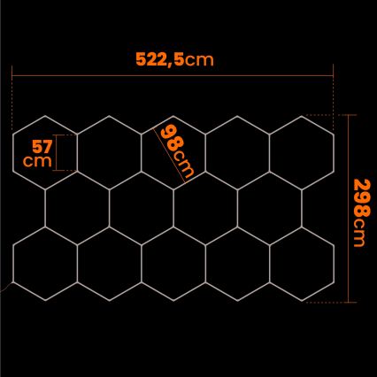 LED griestu gaismeklis HEXAGON LED/570W/85-265V 4000K 522x298 cm CRI 90 IP44 balts