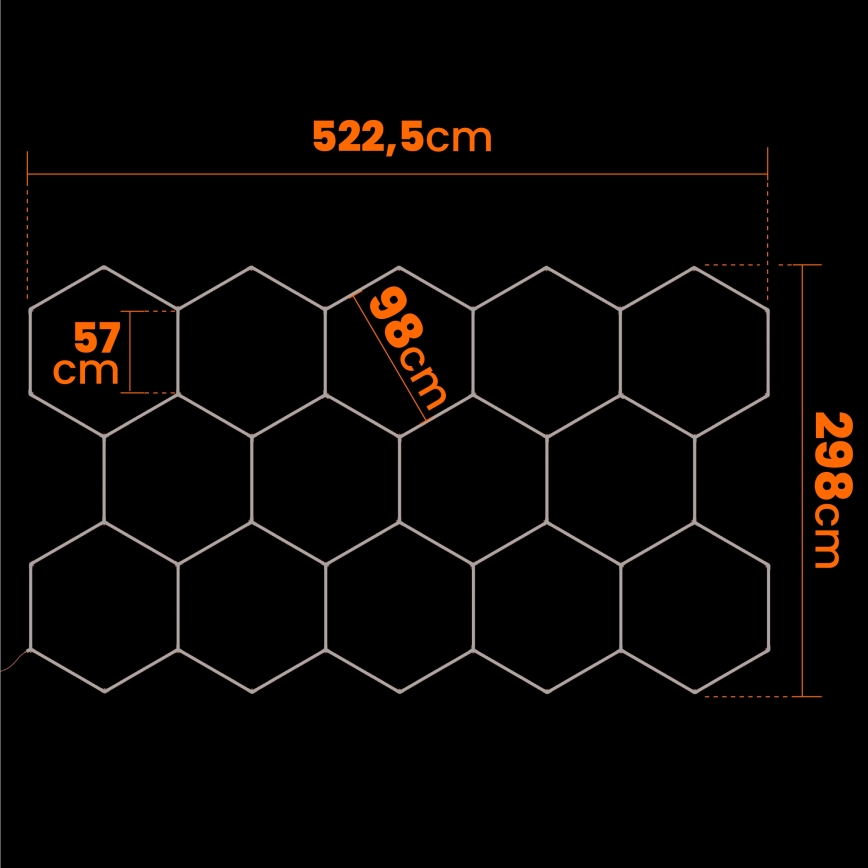 LED griestu gaismeklis HEXAGON LED/570W/85-265V 4000K 522x298 cm CRI 90 IP44 balts