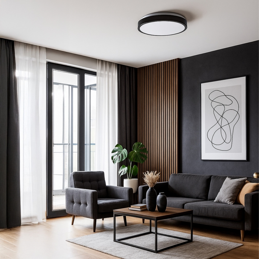 LED griestu gaismeklis LIBRA LED/24W/230V 4000K Ø 39 cm melns