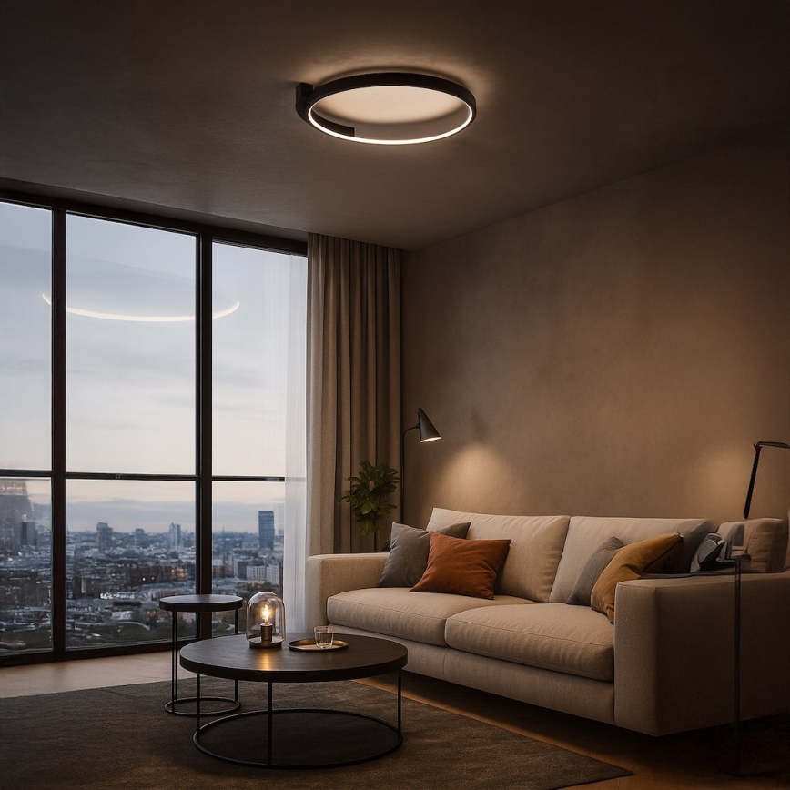 LED griestu gaismeklis LUNA LED/18W/230V Ø 42,5 cm melns