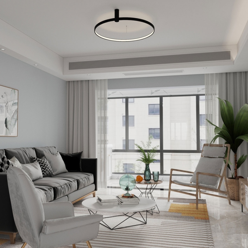 LED griestu gaismeklis RING S LED/34W/230V 3000/4000/6000K Ø 60 cm melns