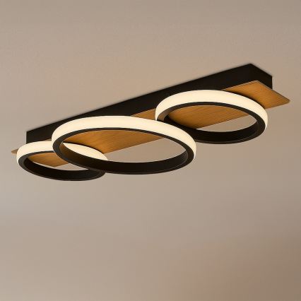 LED griestu gaismeklis ROWENA LED/18W/230V melns/brūns