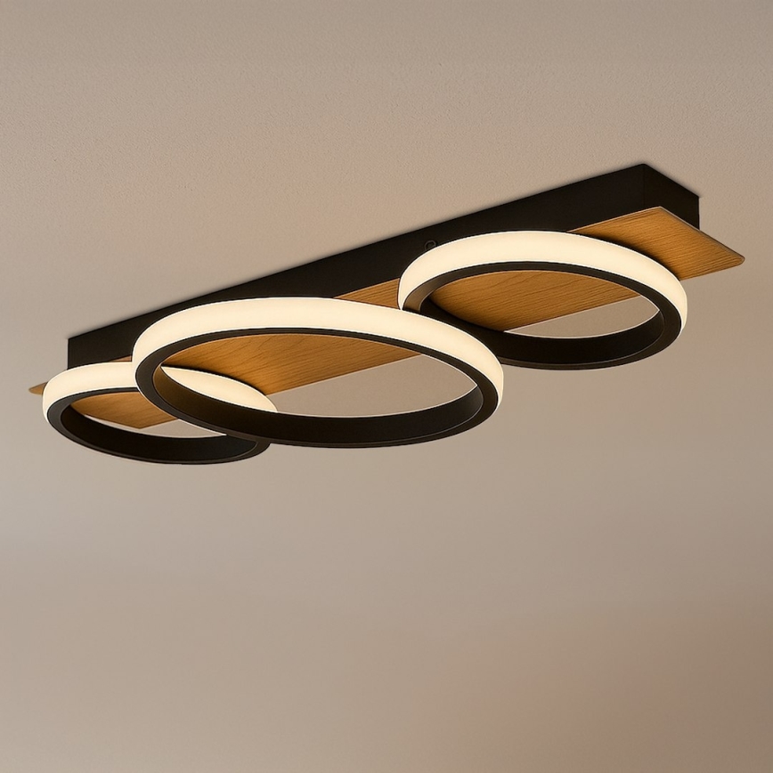 LED griestu gaismeklis ROWENA LED/18W/230V melns/brūns