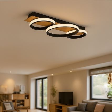 LED griestu gaismeklis ROWENA LED/18W/230V melns/brūns