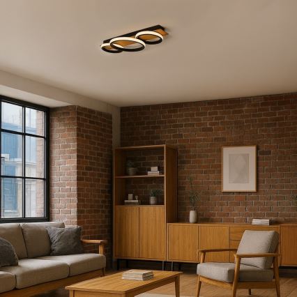 LED griestu gaismeklis ROWENA LED/18W/230V melns/brūns