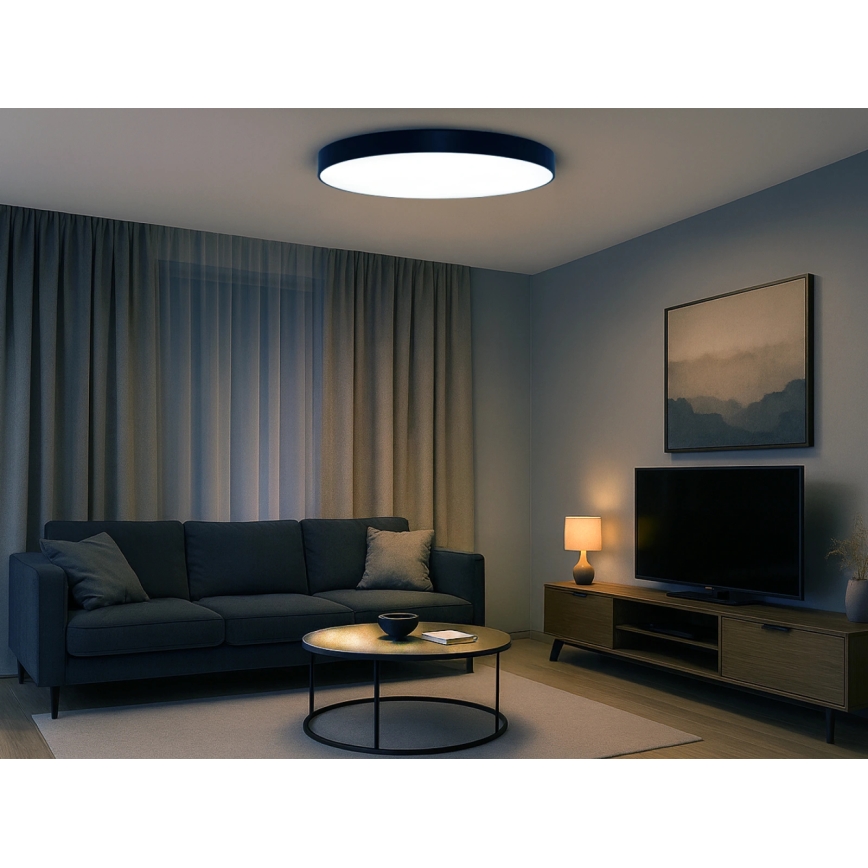 LED griestu lampa 200W/230V, 3000/4000/6500K, Ø 100 cm, melna