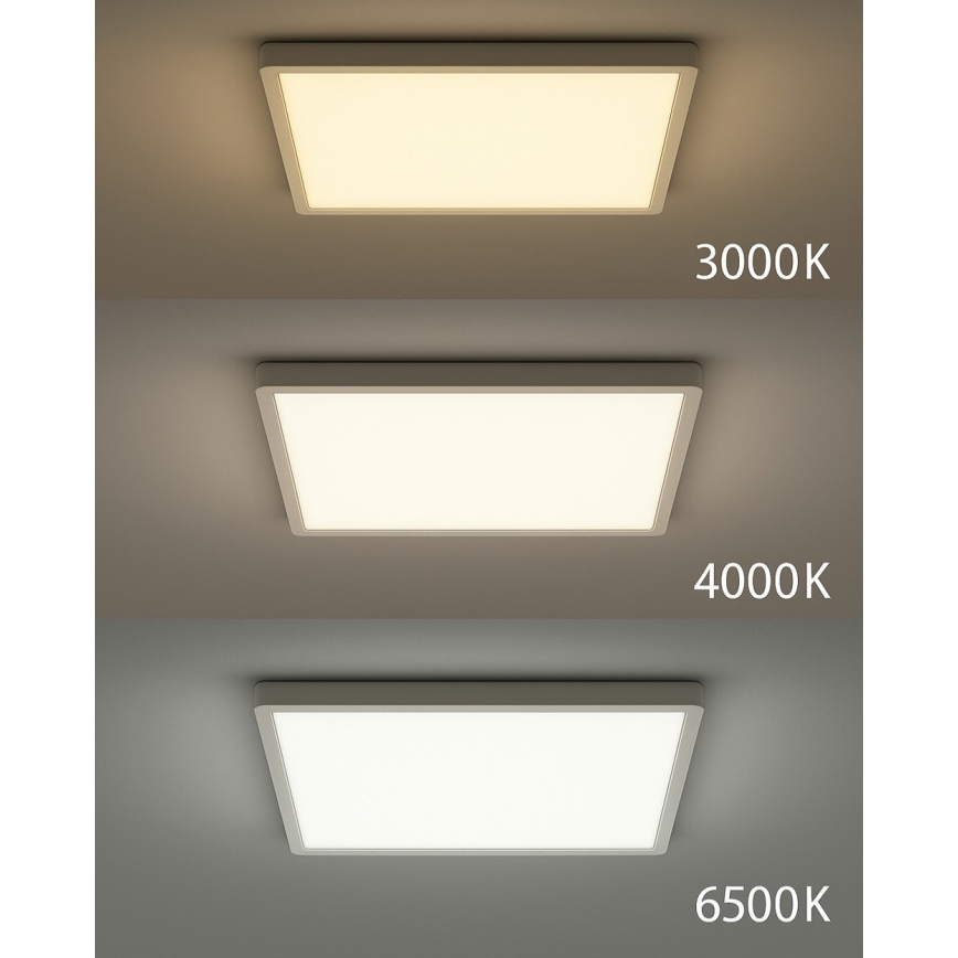 LED griestu lampa 40W/230V, 3000/4000/6500K, 50x50 cm, balta