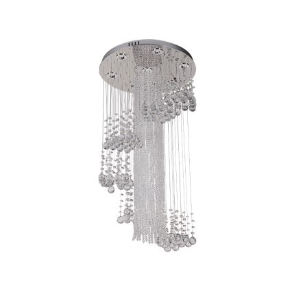 LED kristāla griestu lampa NAURU LED/24W/230V Ø 45 cm spīdīgs hroms + ar tālvadības pulti