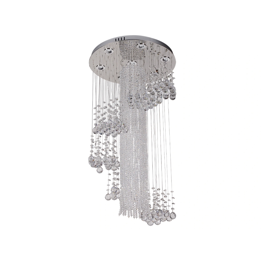 LED kristāla griestu lampa NAURU LED/24W/230V Ø 45 cm spīdīgs hroms + ar tālvadības pulti