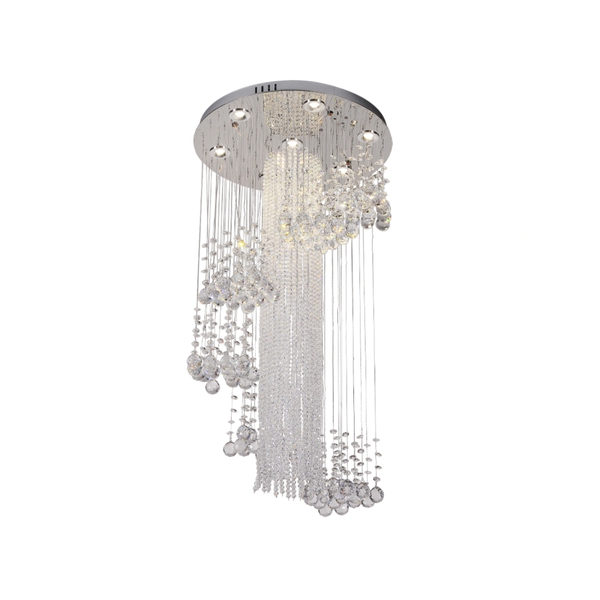 LED kristāla griestu lampa NAURU LED/24W/230V Ø 45 cm spīdīgs hroms + ar tālvadības pulti
