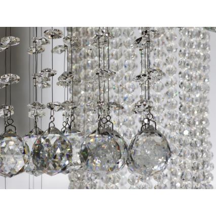 LED kristāla griestu lampa NAURU LED/24W/230V Ø 45 cm spīdīgs hroms + ar tālvadības pulti