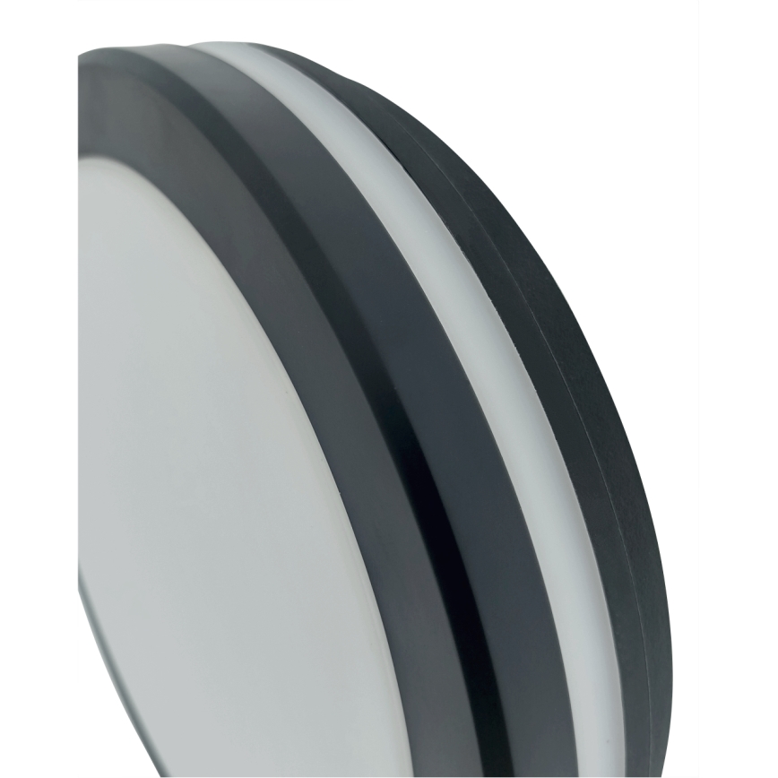 LED vannas istabas griestu gaismeklis ar kustības sensoru LED/20W/230V 3000/4000/6500K Ø 23 cm IP54 antracīts