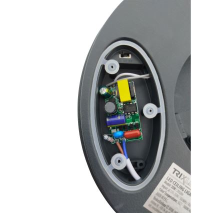 LED vannas istabas griestu gaismeklis ar kustības sensoru LED/20W/230V 3000/4000/6500K Ø 23 cm IP54 antracīts