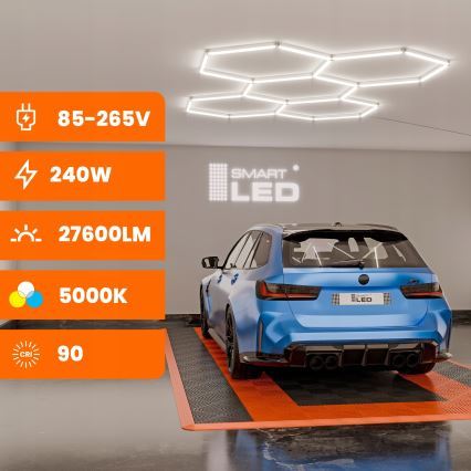 LED griestu gaismeklis ar regulējamu spilgtumu HEXAGON LED/240W/85-265V 5000K 298x209 cm CRI 90 IP54 balts