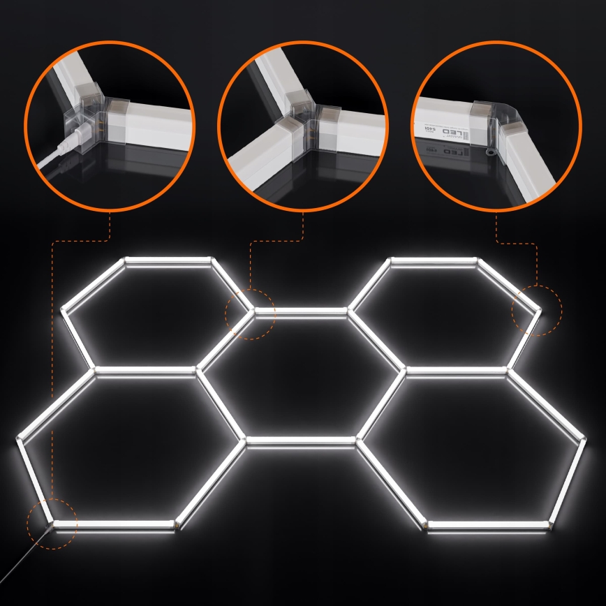 LED griestu gaismeklis ar regulējamu spilgtumu HEXAGON LED/240W/85-265V 5000K 298x209 cm CRI 90 IP54 balts