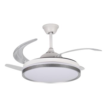 LED griestu lampa ar regulējamu spilgtumu un ventilatoru PLAVE LED/36W/230V 3000-6500K sudraba/balta + tālvadības pults