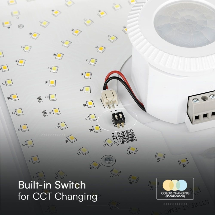 LED Griestu lampa ar sensoru SAMSUNG CHIP LED/12W/230V 3000/4000/6000K balta