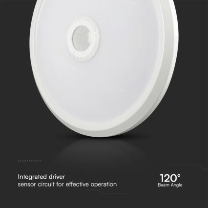 LED Griestu lampa ar sensoru SAMSUNG CHIP LED/12W/230V 3000/4000/6000K d. 29 cm balta