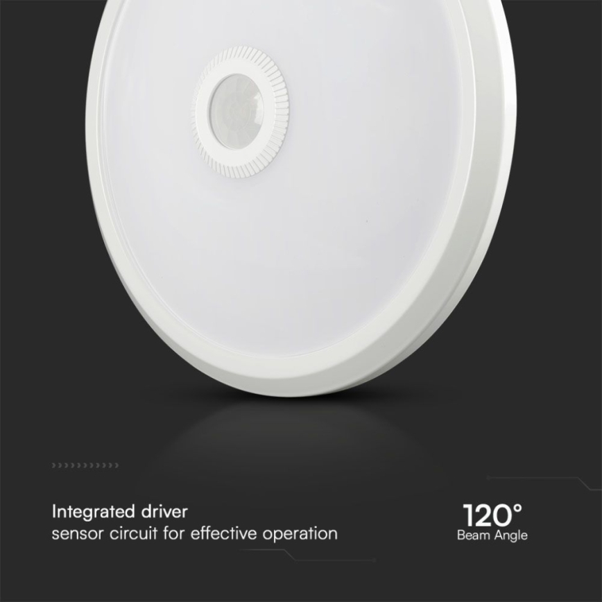 LED Griestu lampa ar sensoru SAMSUNG CHIP LED/12W/230V 3000/4000/6000K d. 29 cm balta