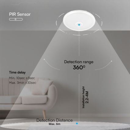 LED Griestu lampa ar sensoru SAMSUNG CHIP LED/12W/230V 3000/4000/6000K d. 29 cm balta