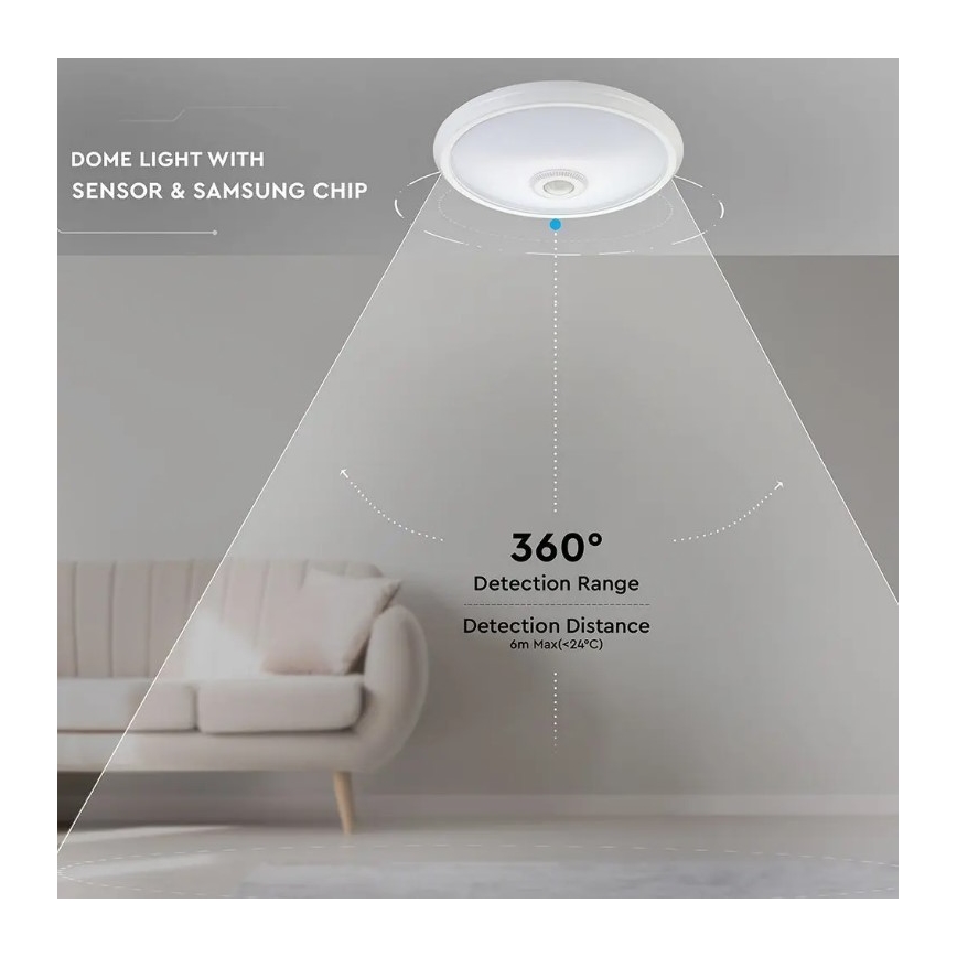 LED Griestu lampa ar sensoru SAMSUNG CHIP LED/12W/230V 4000K