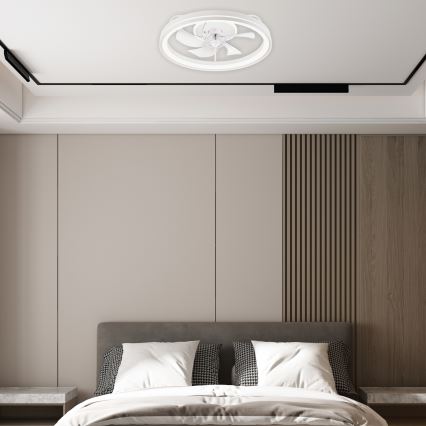 LED Aptumšojama griestu lampa ar ventilatoru FARGO LED/37W/230V balta + tālvadības pults