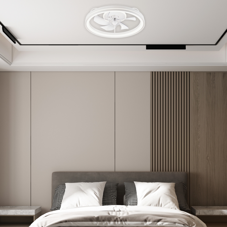 LED Aptumšojama griestu lampa ar ventilatoru FARGO LED/37W/230V balta + tālvadības pults