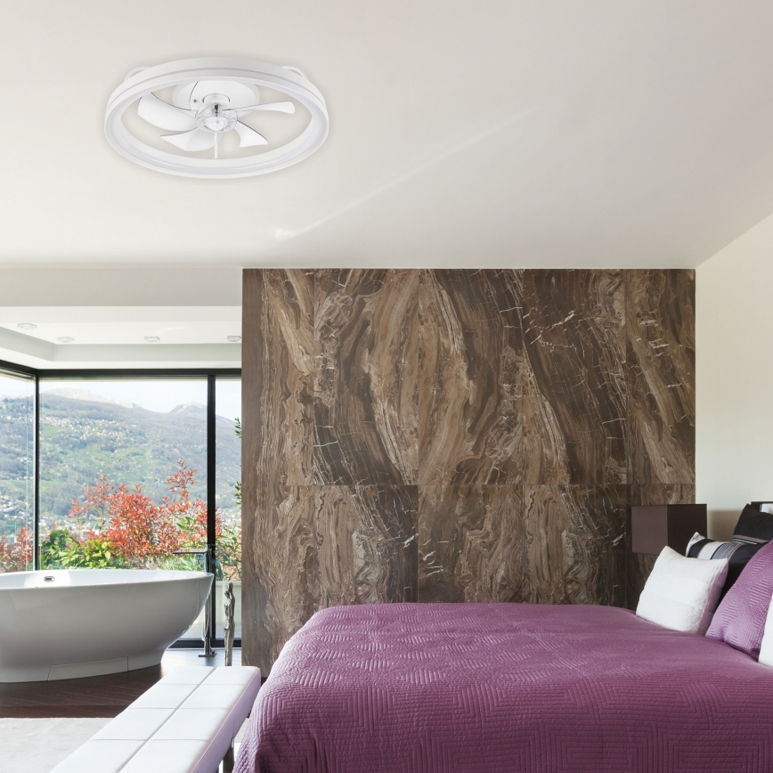 LED Aptumšojama griestu lampa ar ventilatoru FARGO LED/37W/230V balta + tālvadības pults