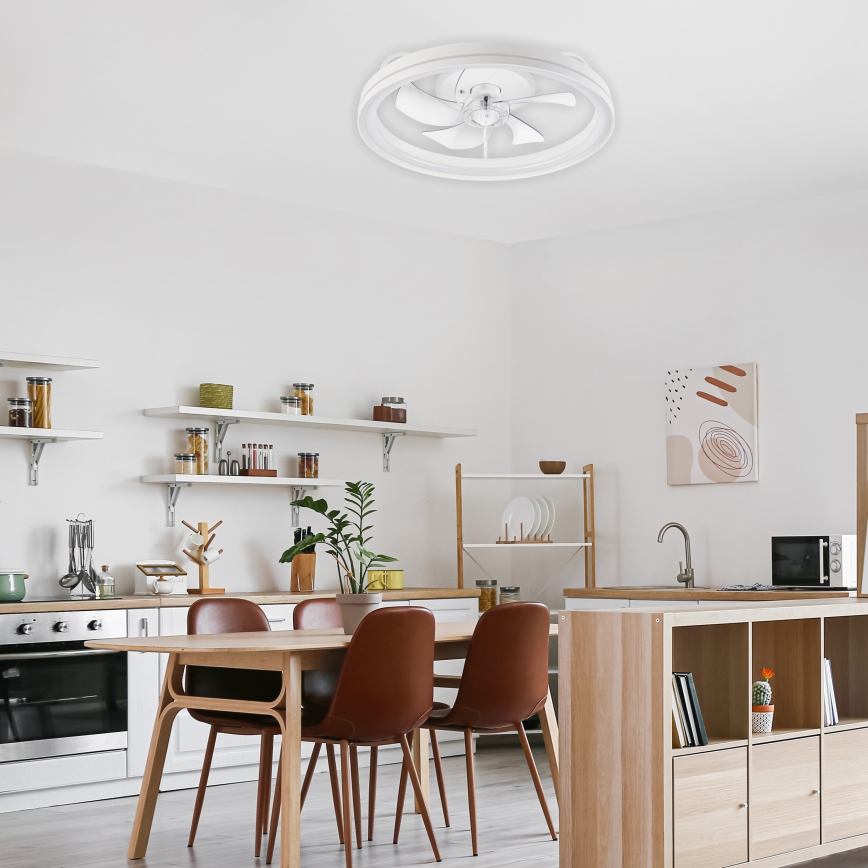 LED Aptumšojama griestu lampa ar ventilatoru FARGO LED/37W/230V balta + tālvadības pults