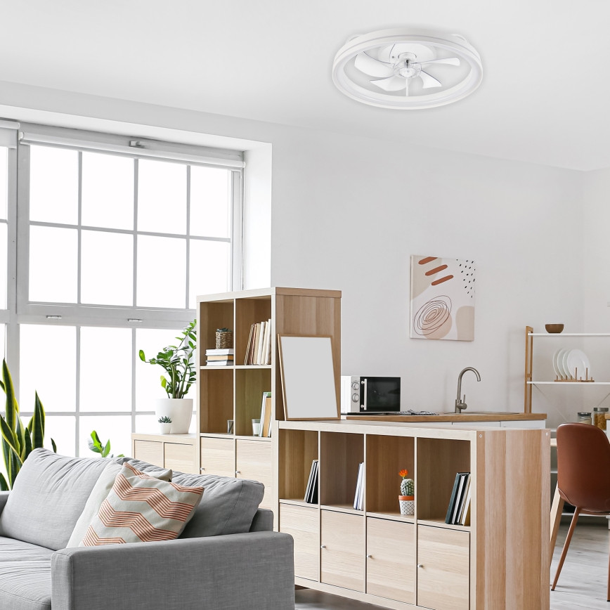 LED Aptumšojama griestu lampa ar ventilatoru FARGO LED/37W/230V balta + tālvadības pults