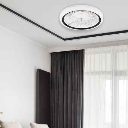 LED Aptumšojama griestu lampa ar ventilatoru GEMMA LED/37W/230V balta + tālvadības pults