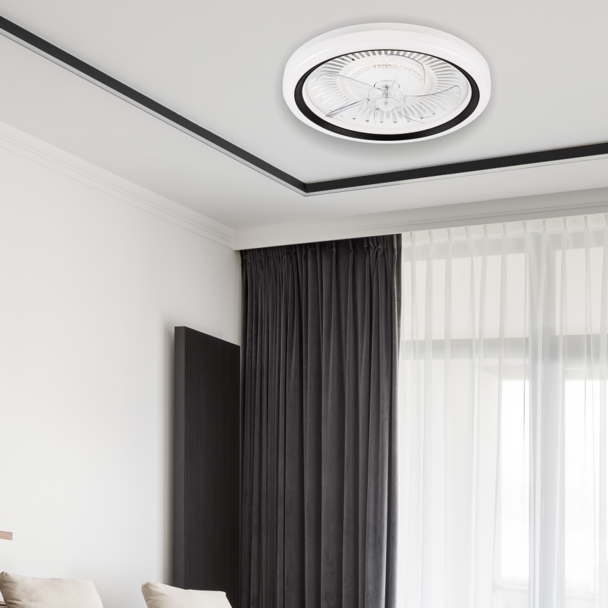 LED Aptumšojama griestu lampa ar ventilatoru GEMMA LED/37W/230V balta + tālvadības pults