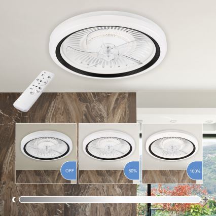 LED Aptumšojama griestu lampa ar ventilatoru GEMMA LED/37W/230V balta + tālvadības pults