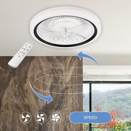 LED Aptumšojama griestu lampa ar ventilatoru GEMMA LED/37W/230V balta + tālvadības pults