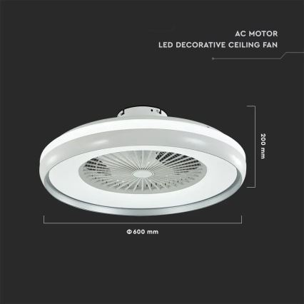 LED Griestu lampa ar ventilatoru LED/45W/230V 3000/4000/6500K pelēka + tālvadības pults