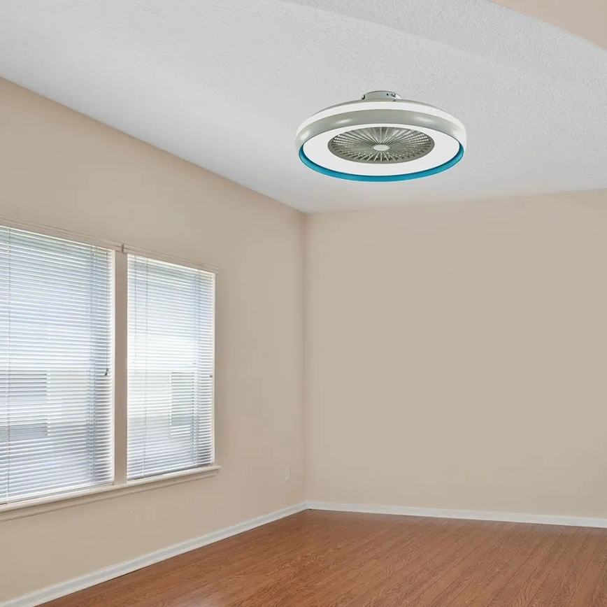 LED Griestu lampa ar ventilatoru LED/45W/230V 3000/4000/6500K zila + tālvadības pults